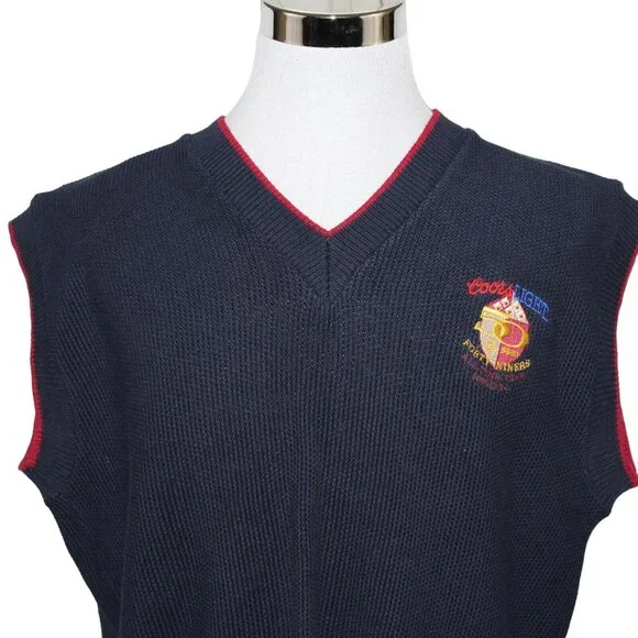 Vintage Coors Light 2XL San Francisco Forty Niners 50 Years Sweater Vest 90s USA - Picture 4 of 12